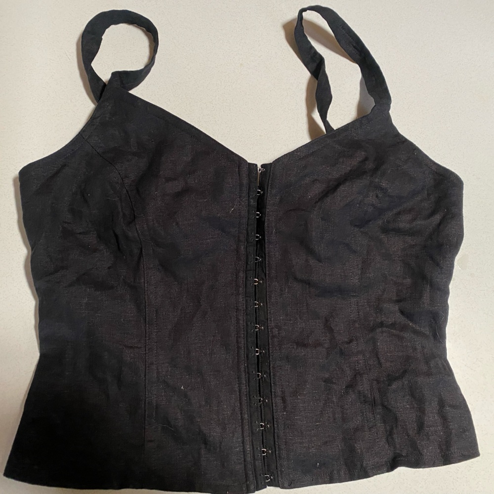 Reformation black linen corset size 4